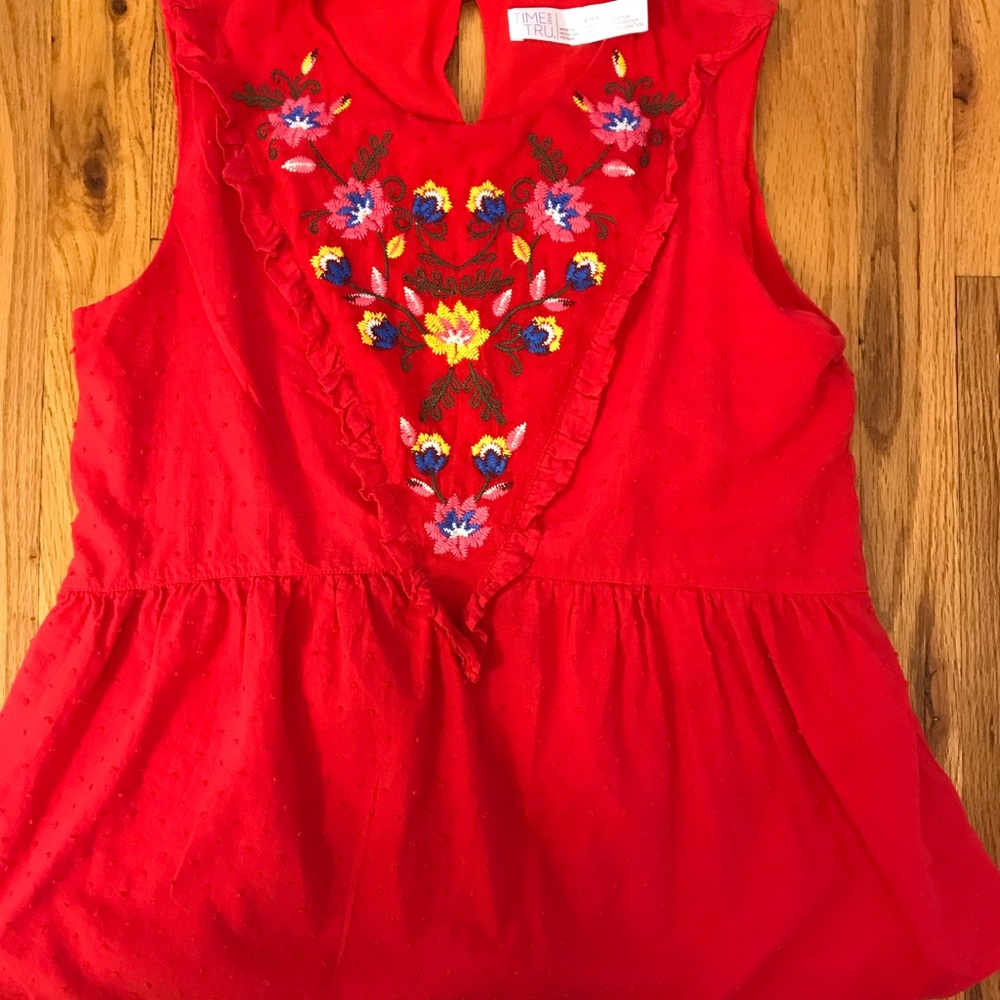 Embroidered Peplum Tank